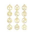 Wholesale Gold Plated Hollow Out 12 Zodiac Sign Pendants Stainless Steel Zodiac Charms for Jewelry Making