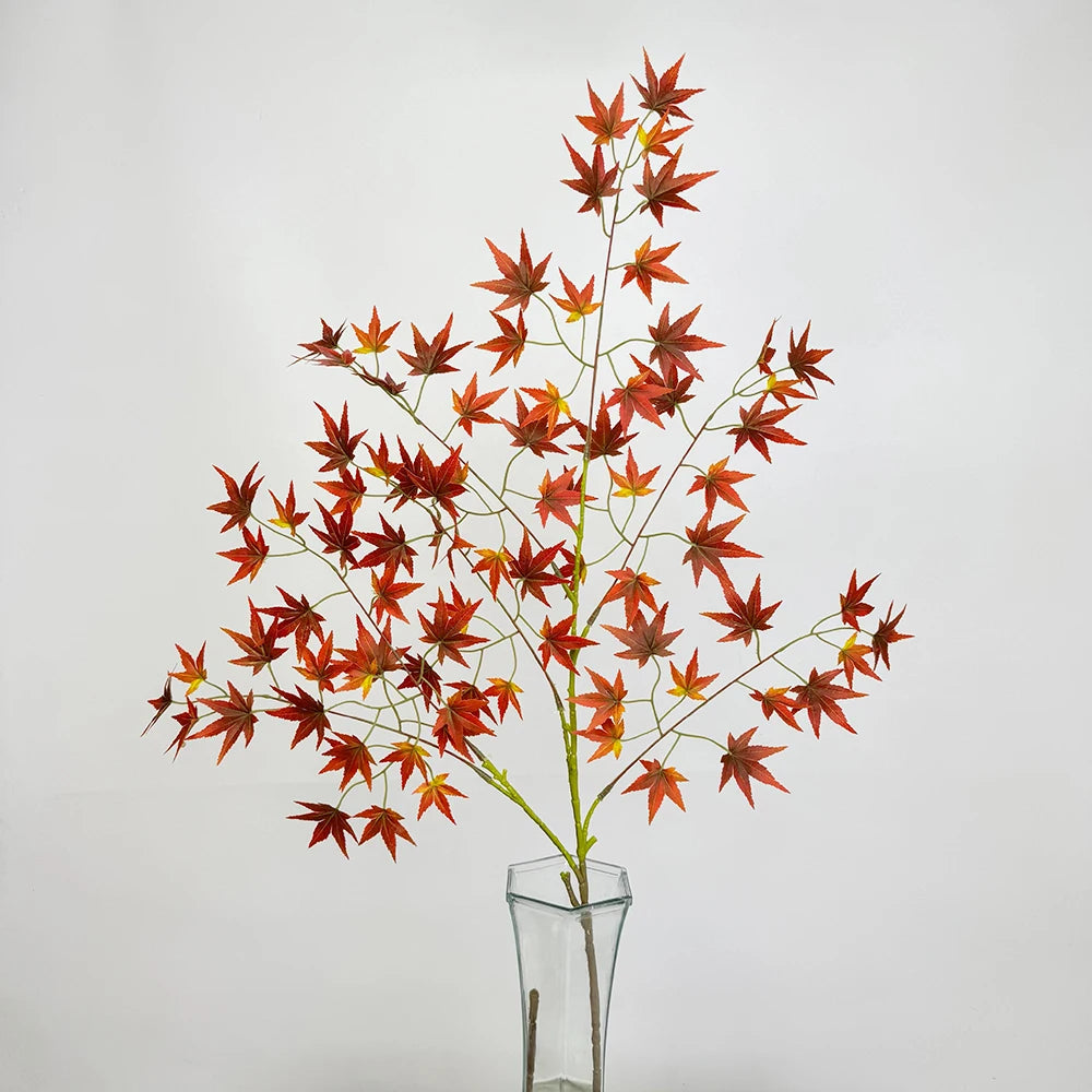 Artificial Flowers Red Maple Leaves Green Plants Leaves Decorative Silkscreen Tape Garden Project Landscaping