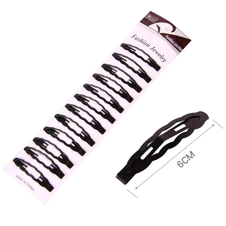 Wholesale Set of 12 Black BB Hairpins 4.5CM 6CM 7.7CM Metal Head Ornaments Hair Clip Bangs for Girls
