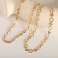 Wholesale Custom 18K Gold Stainless Steel Hade Made Punk Chian Coffee Bean Link Geometric Chain Choker Necklace Bracelet