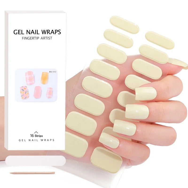 Wholesale Semi Cured Gel Nail Stickers Non-Toxic Long Lasting Real Full Cover UV Semi Cured Gel Nail Wraps