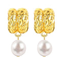 Elegant Simple Jewelry Baroque Irregular Geometric Pearl Earrings Wrinkle Freshwater Pearl Drop Earrings