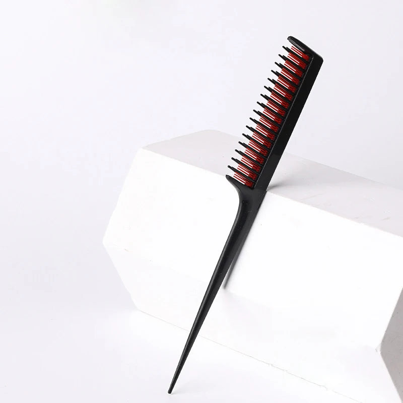 Professional Three-Layer Pointed Tail Flat Comb Three Rows Dense Teeth  Multi-functional Styling Plastic Comb
