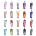 24oz Double Wall Plastic Bottle Glitter Bling Drinkware Water Bottle Eco With Straw Friendly Shining Tumbler