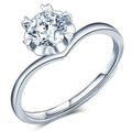 925 Sterling Silver Rhodium Plated Romantic Heart Crown Ring for Women Wedding Engagement Party Jewelry