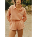Custom logo Sportswear Short Sweat Suit Summer 2 Piece Sweatshirts and Shorts Set Knit Two Piece Short Set Women Clothing