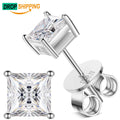 Drop Shipping Factory Direct Sale  925 Sterling Silver 4.5mm-6mm Princess Cut Moissanite Diamond Stud Earring for Gift