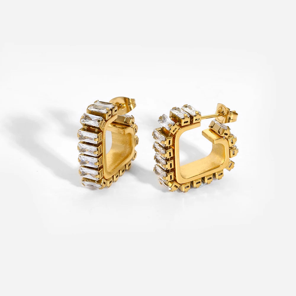 2022 Luxury 18K Gold Plated 316L Stainless Steel Geometric Stud Earrings Trendy Unisex Jewelry N&X Anniversary