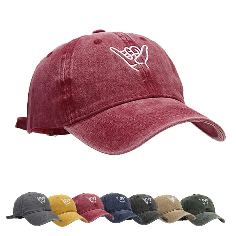 100% Cotton Distressed Retro 6 Panel Plain Baseball Caps Custom Finger Embroidery Logo Washed Vintage Dad Hats