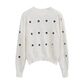Chic 100% Acrylic Pullovers for Women OEM ODM Knit Wear with Diamond-shaped O-Neck Star Embroidery Casual Style with Front Logo