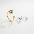 Personalized 925 Sterling Silver Double Round Ball Adjustable Finger Ring for Women Wholesale