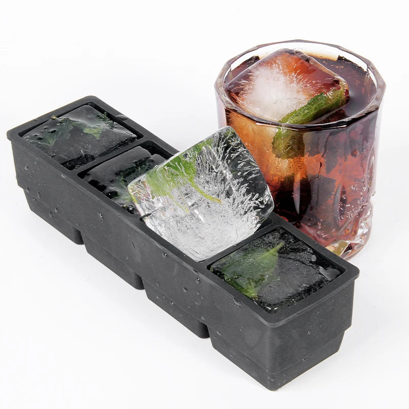Square Ice Ball Cube Maker Mold Trays Custom Logo Round Ice Cream Mould Silicone Ice Cube Tray With Lid