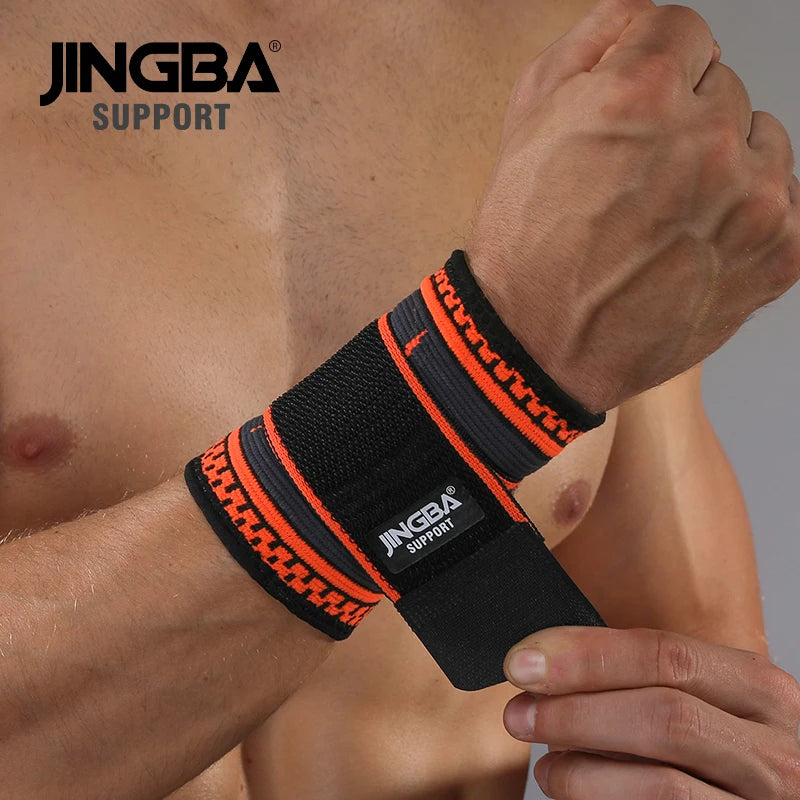JINGBA Low MOQ Flexible Adjustable Sports Nylon Spandex Wrist Support Wristbands Weightlifting Wrist Wrap in Stock