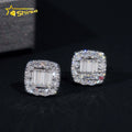 Luxury Halo Design Bageutte Stud 10K Soild Gold Mens Hip Hop VVS Moissanite Diamond Earrings