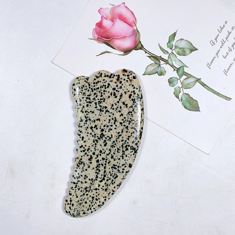 Hongzhuo Popular Sell Dalmatian jasper Body Facial Guasha Tool Spiky Claw Shape Good for Health Guasha Board