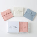 Custom Logo Microfiber Snap Button Pouch Bag Small Elegant Jewelry Container for Earrings Gift Bag with Insert Pad/Card