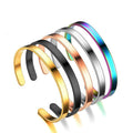 3mm 4mm 5mm 6mm Open Cuff Bangle PVD 18k Gold Plated Stainless Steel Stacking Custom Engraved Cuff Bracelet Bangle for Men Women