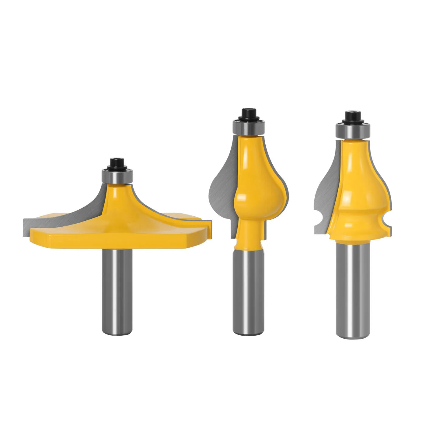 2pcs 1/2 12 8mm Shank Carbide Countertop Round Over Handrail Molding Profile Woodworking Trimming Router Bit Set for CNC Machine
