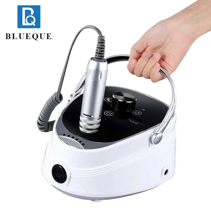 BLUEQUE Professional Rechargeable 35000rpm Nail Drill Portable Electric E File with 6 Bits for Manicure Pedicure Carve Polish
