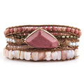 Fashion Bohemian Festival Gift Jewelry Triangle Natural Chip Gemstone Charm 5 Strands Mix Handmade Wrap Bead Bracelets