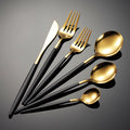 New Thin Light Dinnerware Design Gold Plated Stainless Steel Silver Cutlery Spoon Fork Sets for Home 1018109