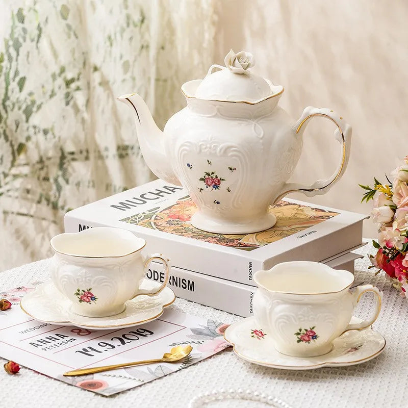 2022 New Arrived QIAN HU  Korean Style Artifact Tea Pot Porcelain Cup Set Antique With Gifts Box Home Decor for Afternoon Tea