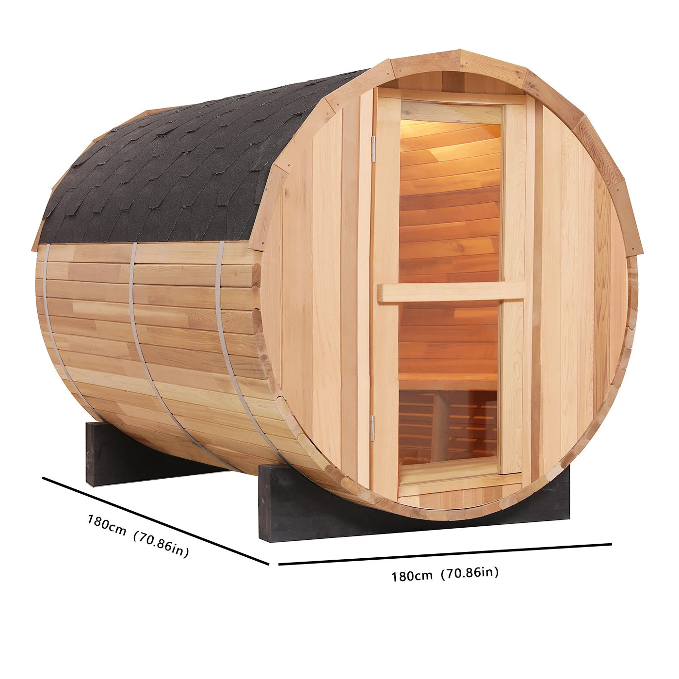1.8M Red Cedar Barrel Sauna Room | Panoramic Glass | Best Selling & New Warehouse Stock