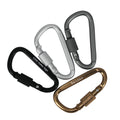 Baichao 5#D 47*25mm Locking Swivel Keychains Laser Logo Aluminum Alloy All Black Snap Flat Carabiner Hook for Mining Use