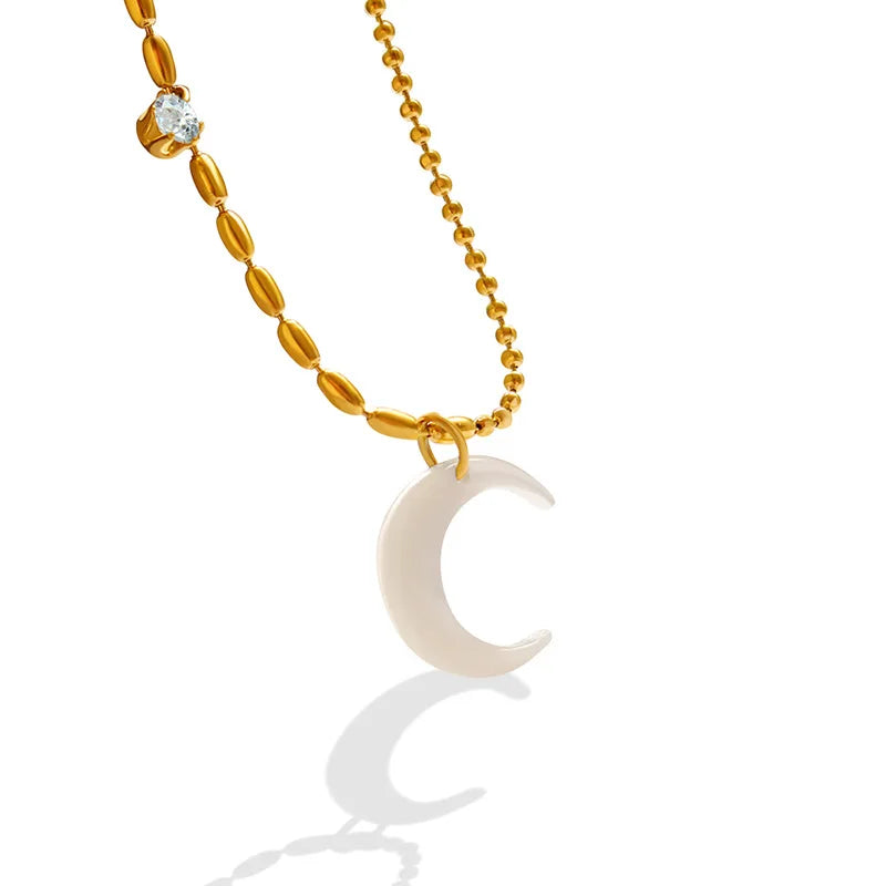 2024 New BM Fashion Jewelry HOT Selling Moon  Necklace Simple Versatile Anti Tarnish Titanium Steel Pendent Necklace for Women