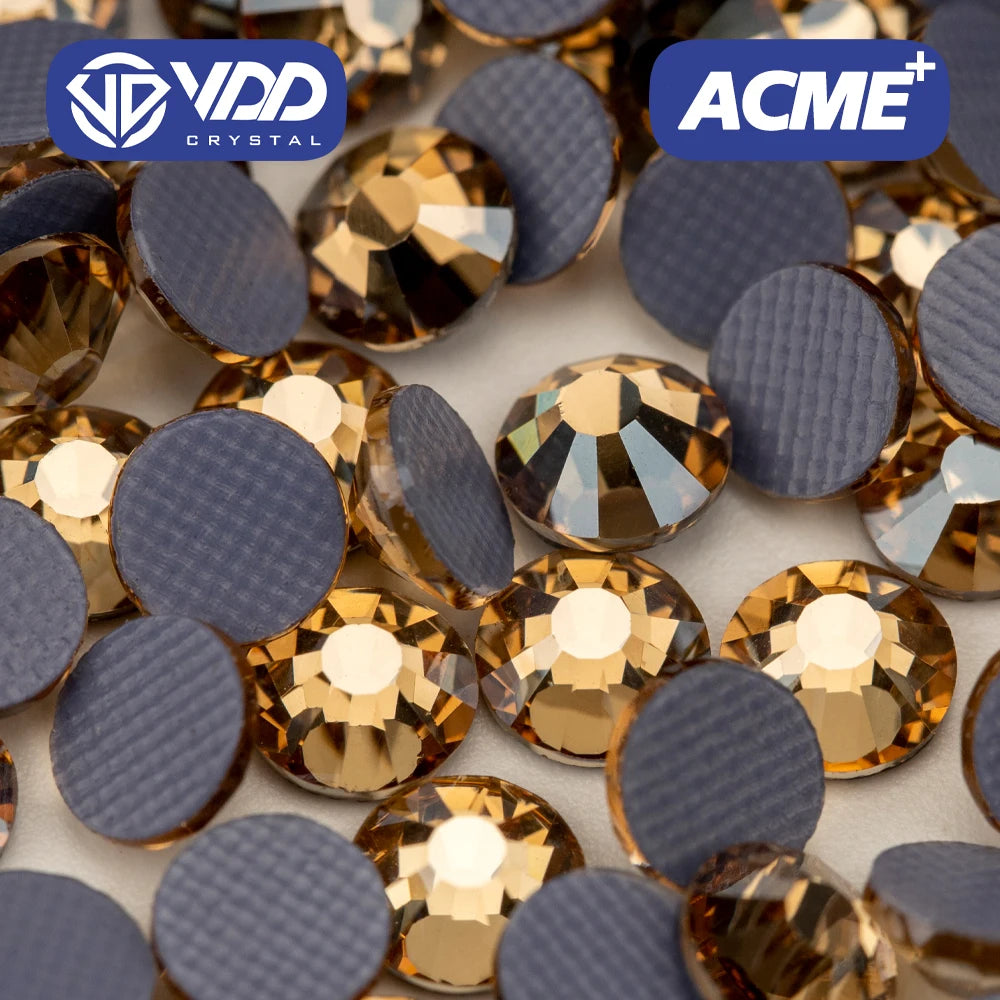 VDD 058 Golden Shadow ACME Top Quality Hot-Fix Glass Rhinestones Crystal Flatback Strass Stones for Garment Decoration
