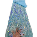 Sky Blue Glitter Sequins Beads Embroidery Lace African Guipure Lace Fabric 5 Yards Order
