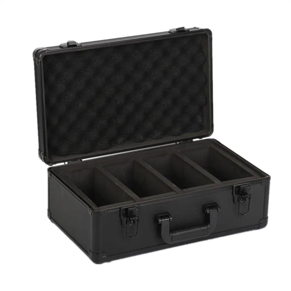 4-Row Aluminum Graded Trading Card Storage Case Box Sports Waterproof with Lock Slots Customizable OEM & ODM Support Black