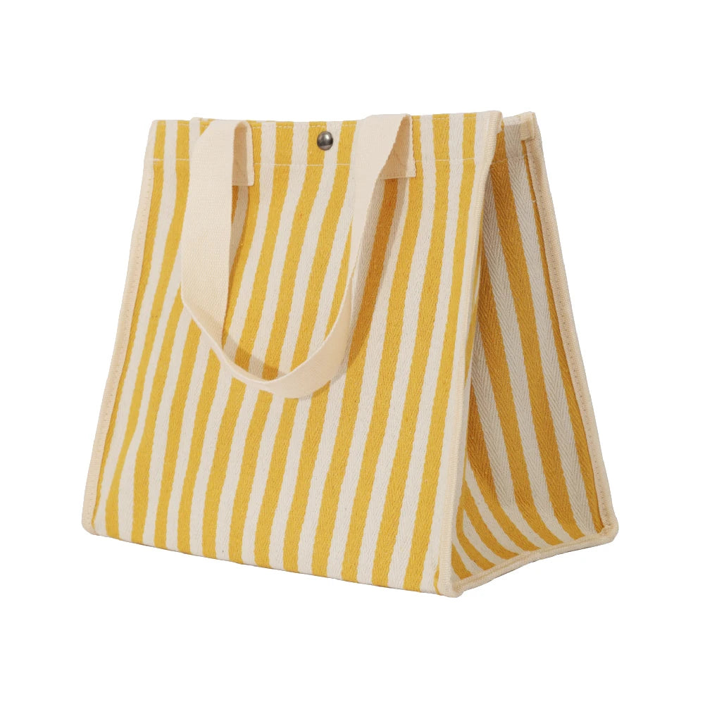 Wholesale Durable Canvas Ladies Handbag Custom Waterproof Cross-Body Shoulder Bag Open Bow Striped Design Foldable Casual Tote
