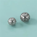 Retro S925 Sterling Silver Hollow Flower Round Ball Spacer Beads for Men Jewelry Making Supplies 10mm 12mm