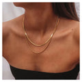 Ins 18k Pvd Gold Plated Double Layer Stainless Steel Rope Chain Necklace Snake Chain Herringbone Choker Necklace