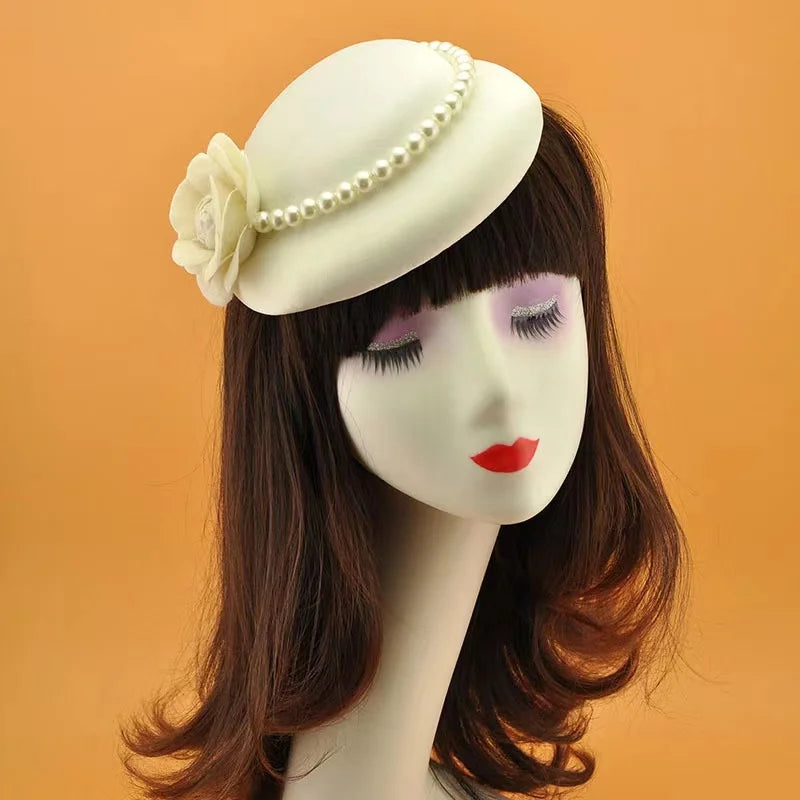 Elegant Linen Satin Head Pearl Decoration Hair Accessories Wedding Bridal Hair Band Women Party