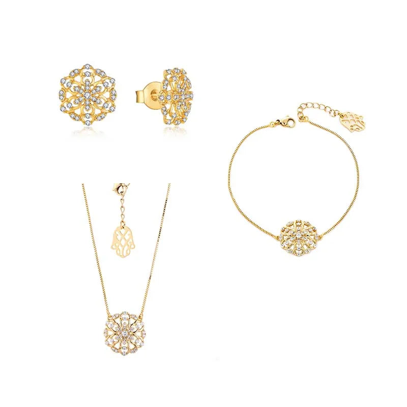Qingxin Women Luxury 925 Sterling Silver Earrings Necklaces Bracelet Fine Cubic Zirconia Jewelry Set for Woman Mom Gift Party