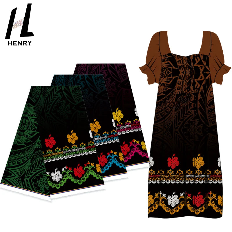 2024 New Design Island Material Tribal Pattern&Flower Samoan Style for Dress Garment Men-Shirt
