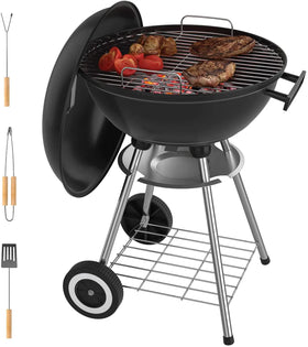 Factory Outlet 3-in-1 Multi-Function Outdoor Charcoal Barbecue Grill Smoker Thermometer Folding Design Piezo Ignition 3C
