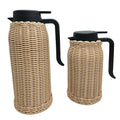 Woven Rattan Double Wall Stainless Steel Coffee Pot Vacuum Thermos for Hotel  for Home Usestainless Steel Bottle