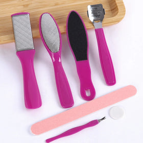 Hot 6pcs Foot File Callu Remover Nail File Set Plier Pedicure Remover Scrubber Set Kit Rasp Feet Exfoliating for Beauty FootCare