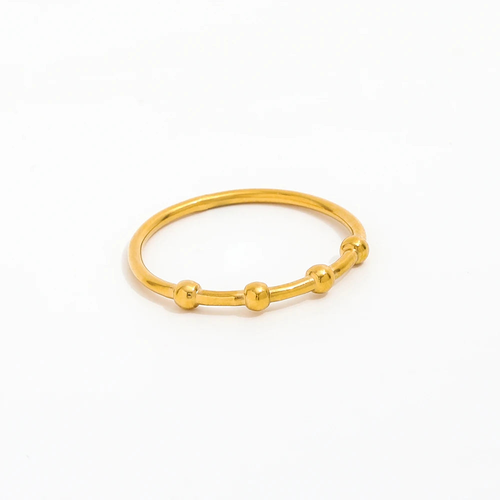 High End 18K PVD Gold Plated Bead Dainty Rings Stainless Steel Rings for Women Trendy Jewelry