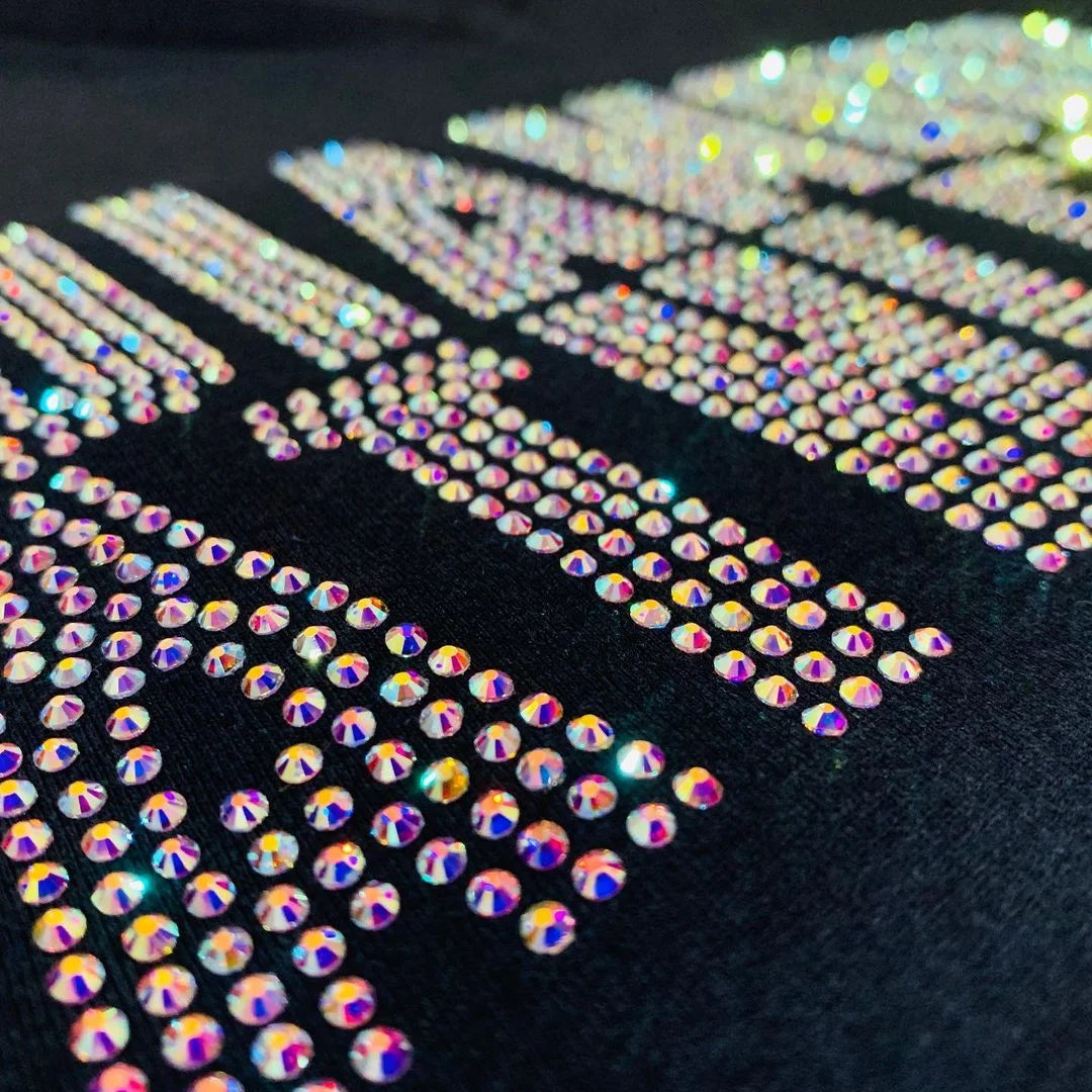 Custom OES Design Logo Motifs Made Crystal for T-Shirts Clothes Hoodie Bling Sheet Rhinestone Templates Heat Iron on Transfer