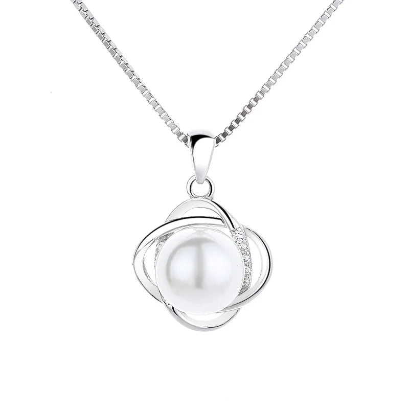 Rainbowking Flower Pearl Necklace Women 925 Silver Niche Design Simple Ins Collarbone Chain Fine Jewelry Necklace