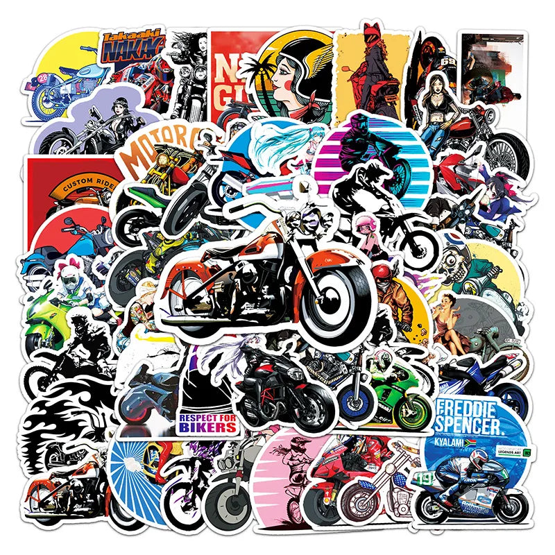 50Pcs Motorcycle Anime Girl Personality Trend Graffiti Stickers for Scooter Car Laptop Vinyl Motorbike Sticker