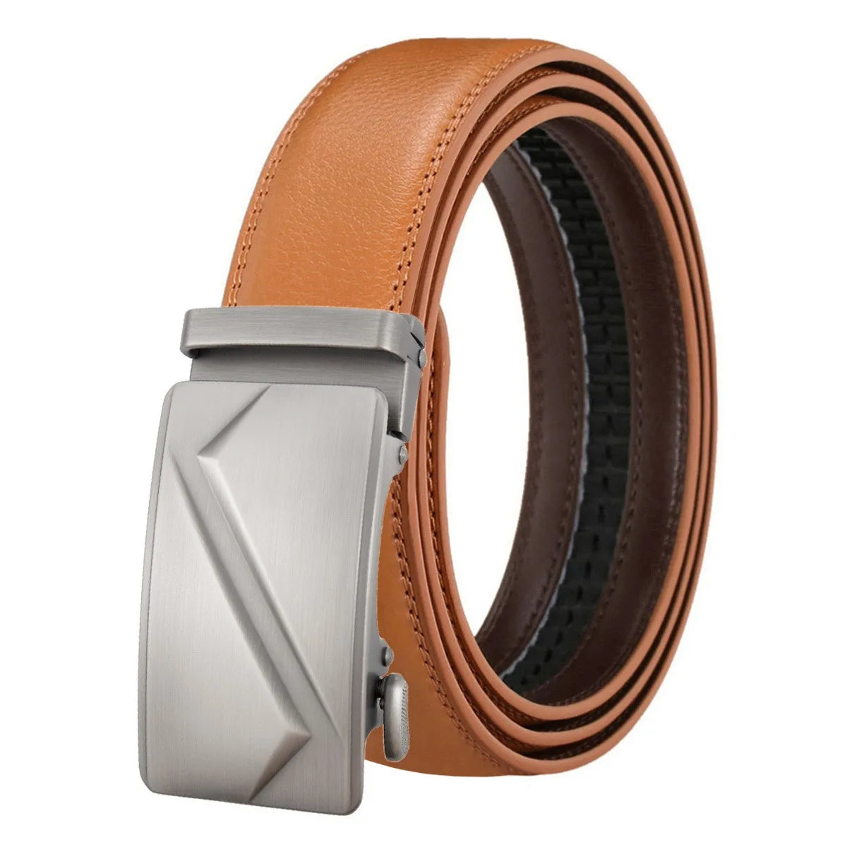 LQbelt Genuine Leather Belt Man's Automatic Buckle Belts for Men Split Leather Belt Ratchet Factory