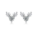 Christmas Parties Gift 925 Sterling Silver Round VVS1 Diamond Moissanite Antler Stud Earrings
