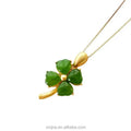 Certified Hetian Jade Four-Leaf Clover Necklace Ancient Silver Inlaid Jade Pendant Jasper Spinach Green Jade  Chain Pendant