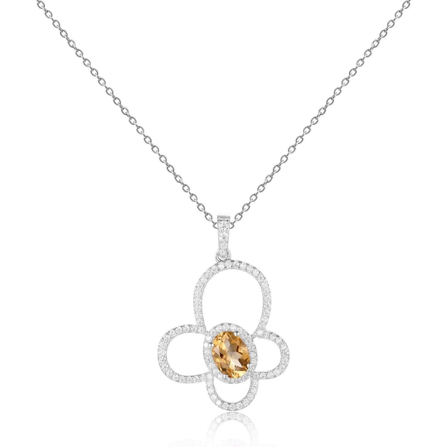 Nature Inspired Hot Selling Factor Butterfly Pendant 925 Sterling Silver Natural Citrine Gemstone Butterfly Necklace Pendant