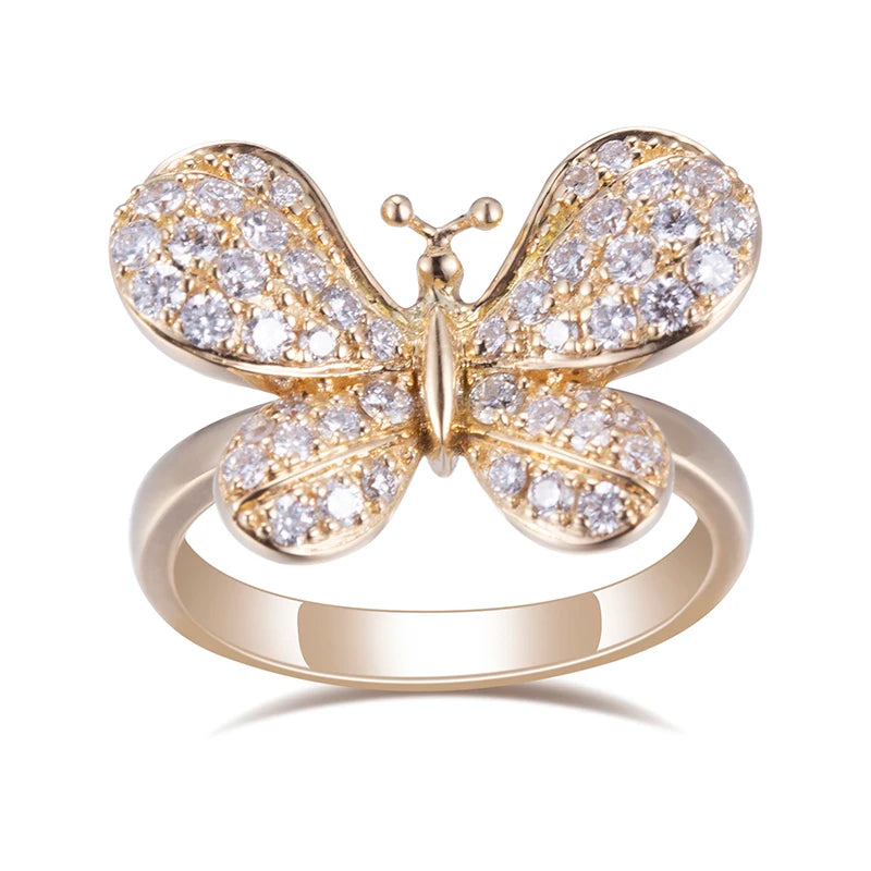 MSR-508 18k Gold Yellow Gold Butterfly Lab Grown Diamond Women Ring